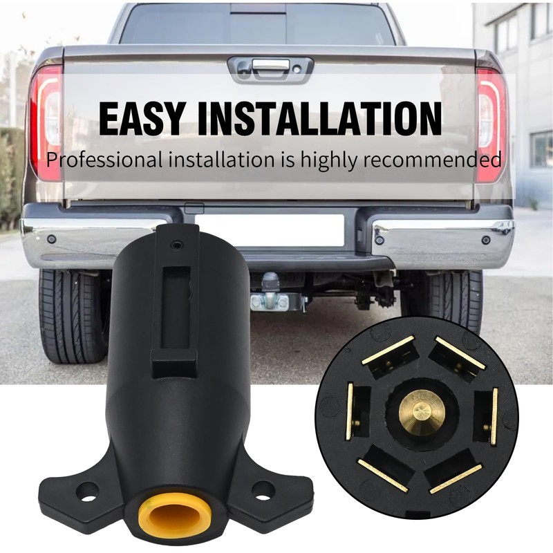 ZUDKSUY 7 Pin Trailer Plug Connector, 12V 7-Way Round RV