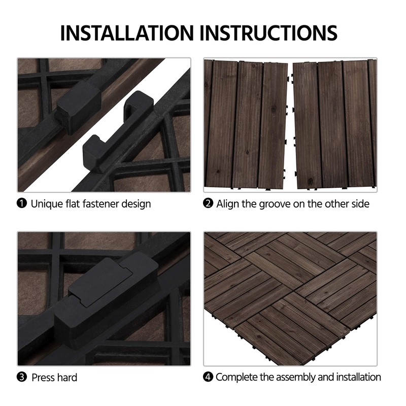 Yaheetech 27PCS Interlocking Wooden Flooring Patio Deck Tiles Solid Wood