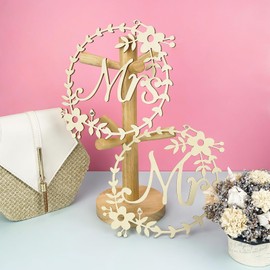 SHIDOW Mr and Mrs Rustic Chair Signs, Mr and Mrs Chair Signs for Wedding, Wedding Chair Signs for Bride and Groom, Wooden Hanging Chair Signs Wedding Photo Props (2Pcs)