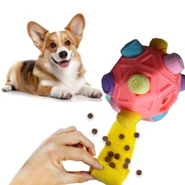 SVIEILLES Furry Fellow Snuffle Ball Interactive Dog Toy with Hidden Treats for Slow Food Training and Playtime Fun Slow Food Training to Relieve Boredom and Stimulating (Pink)