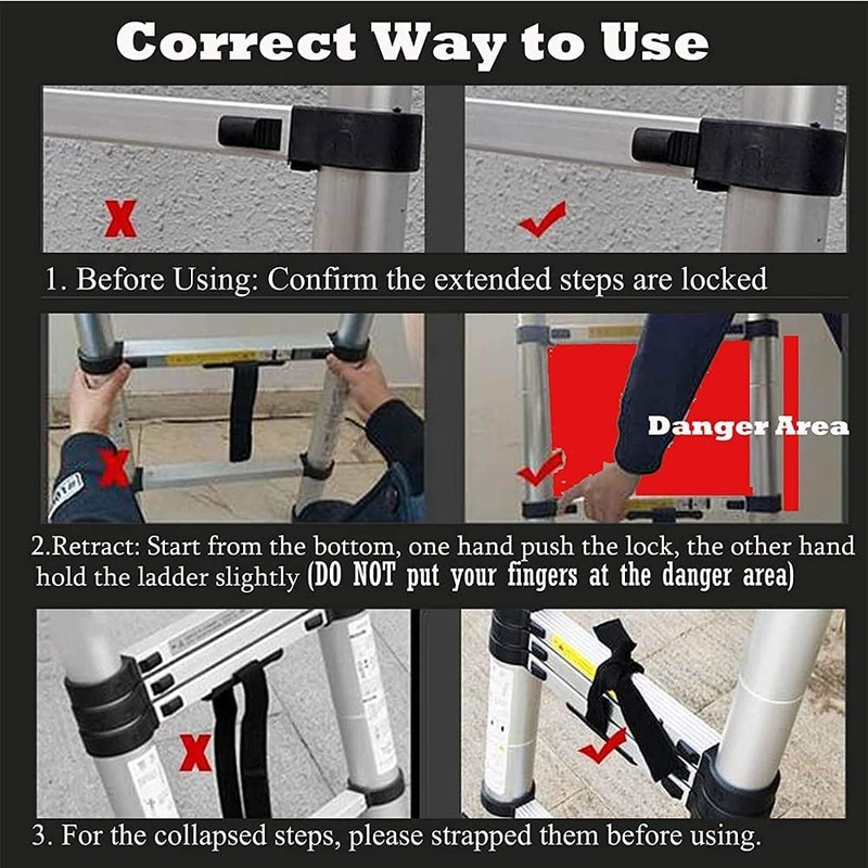 16.4FT Telescoping Ladder Portable Folding Ladder Extension Ladder Multi-Purpose Adjustable