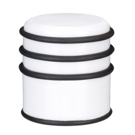 Relaxdays Door Stopper for the Floor, Heavy Door Buffer for Doors and Windows in Draughts, 3 Rubber Rings, Inside, Diameter 7 cm, White, 8.00 x 7.00 x 7.00 cm