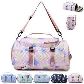 AUNGKWANG Sports Bag Men Women 35L Large Sports Bags Yoga Bag Travel Bag Swimming Bag Waterproof Gym Bag Sports Backpack Training Bag with Shoe Compartment & Wet Compartment, pink, Sports bag