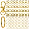 120 Pcs Gold Keyring,Keyrings for Crafting,60Pcs Clasps & 60Pcs Rings(Gold)