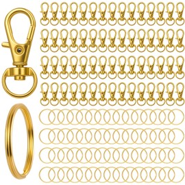120 Pcs Gold Keyring,Keyrings for Crafting,60Pcs Clasps & 60Pcs Rings(Gold)