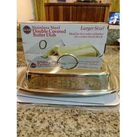 Norpro Stainless Steel Double Covered Butter Dish 7.5"L x 4"W x 2.5"H