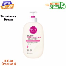 eos Shea Better Body Lotion- Strawberry Dream, 24-Hour Moisture Skin Care, 16 Oz