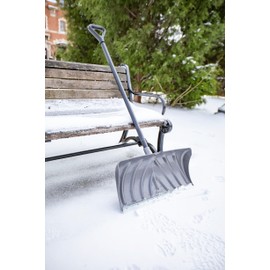 Suncast 24-Inch Snow Shovel and Pusher Combo with Durable Galvanized Steel Wear Strip and Ergonomic D-Grip Handle, Ideal for Driveways, Walkways, and Sidewalks, Gray