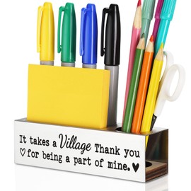 MFOMFO It Takes a Village Appreciation Sign for Teacher Nurse Volunteer Coworker Friend, Thank You Gift for Social Worker Doctor, Inspirational Administrative Staff Office Desk Pencil Holders-LBZ03