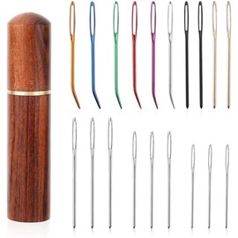 19pcs Large Eye Sewing Needles, Aluminium Yarn Needle Bent Straight Needles Darning Needles 3 Sizes Embroidery Needles Tapestry Needle for Knitting Crochet Yarn