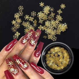 240Pcs Christmas Nail Art Charms Gold Silver Snowflake Nail Charms for Nails 3D Alloy Snow Flake Nail Rhinestones Xmas Nail Glitter Designs Winter Nail Charms Gems for Women DIY Acrylic Nails Decor