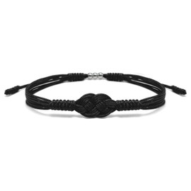 HARACRAFT Black Infinity Protection Bracelet, Forever Lucky and Safe Multiple Color Tibetan Bracelet, Surfer String Wrap Bracelet for Men, Women, Forever Friendship, Luck and Protection (Black)