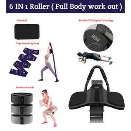 2024 First Ever Calorie Counting Ab Roller High-Performance Abdominal Exercise Machine with Automatic Rebound, Multi-layered Anti-Slip Design & Versatile Exercise Bands with 3 Strength Level & 1 Yoga