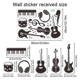 duoyif Wall Tattoo Music Guitar Note Wall Sticker Musical Instrument Wall Sticker Living Room Music Room Wall Decoration Music Sticker for Living Room Bedroom Music Room Children's Room