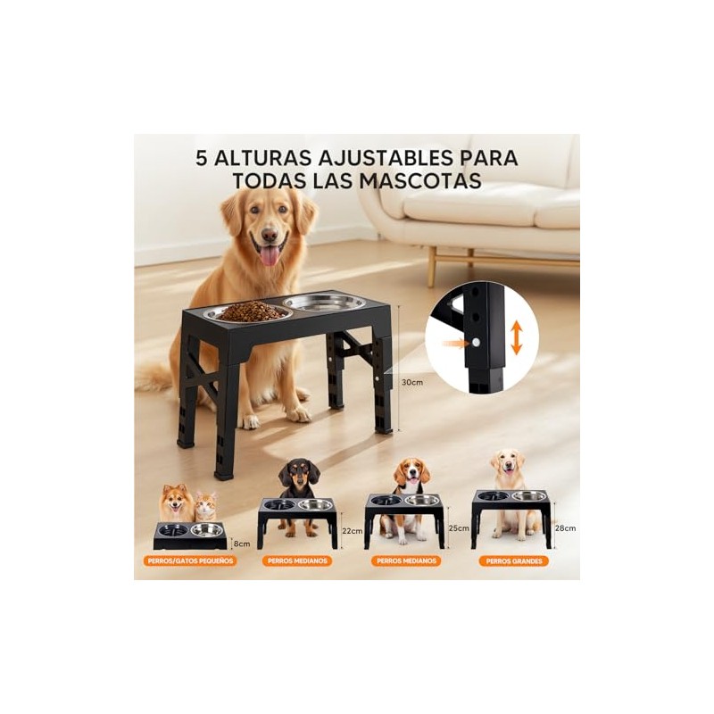 OSLIFE Plato para Perro，Comedero Elevado para Perro y Gato con