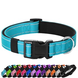 PenSeepet Reflective Dog Collar Padded with Soft Neoprene Breathable Quick Release Basic Dog Collars for Large Dogs Sky Blue Boy