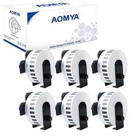 Aomya 6 Pack DK-2214 dk 22214 Compatible Label Paper Roll 0.47" x 100'(12mm x 30.48m) Continuous White Film Labels Tape with 6 Reusable Cartridges use for QL-700 QL570 QL710W QL800 QL810W QL1060N (6)