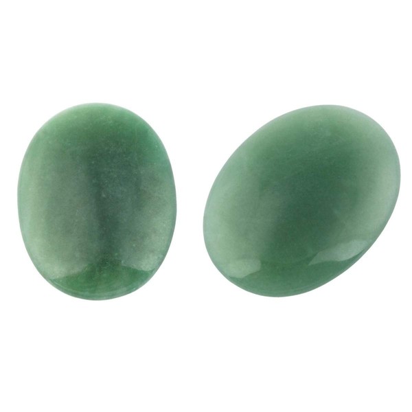 SUNYIK Oval Energy Stone, Polished Palm Pocket Worry Stones Healing Crystal, Green Aventurine 1.7", Pack of 2
