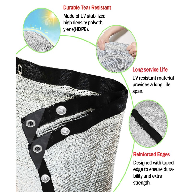 70% Aluminum Shade Cloth 13 FT x 13 FT, Durable