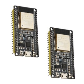 For ESP-32 WROOM 32 Development Board, Pack of 2 38-Pin ESP NodeMCU Module 2.4 GHz Dual Core WLAN WiFi Bluetooth CP2102 for Arduino (Micro USB Port)