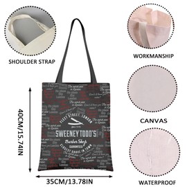 VAMSII Demon Barber Theater Tote Bag Sweeney Todd Musical Inspired Gift Sondheim Fans Gift (SWEENEY TOD tote)
