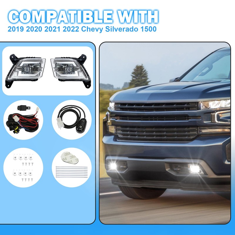 LED Fog Light Compatible With 2019-2023 Chevy Silverado 1500 2020-2023