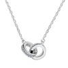 Yaneno Double Circle Necklace for Women 925 Sterling Silver CZ