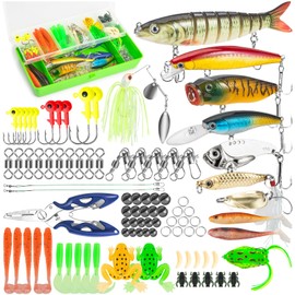 Takieaquax Fishing Lures, 92Pcs Tackle Box with Tackle Included, Crankbaits, Spoon, Hooks, Weights & Other Accessories, Fishing Bait Lure Gear Kit Gift for Men Bass Freshwater