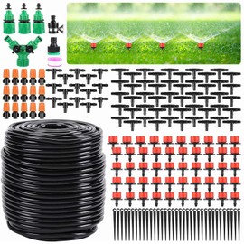 DUCHIFAD Garden Drip Irrigation Kit,164FT Greenhouse Micro Automatic Drip Irrigation System Kit with 1/4 inch Blank Distribution Tubing Hose Adjustable Patio Misting Nozzle Emitters Sprinkler