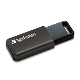 Verbatim Japan USBSLM128GZV1 USB Memory, 128 GB, USB 3.2 (Gen1), Slide Type, Strap Hole, Compatible with Windows and Mac, Black