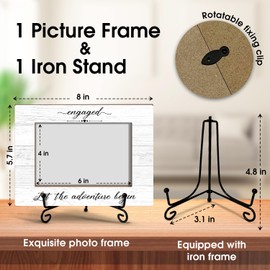 Engagement Picture Frame, Engagement Gifts for Girlfriend Boyfriend New Couple, Wooden Picture Frame with Stand, 4"x6" Photo Frame for Tabletop Display, Home Office Bedroom Decor Shelf Display/XK33
