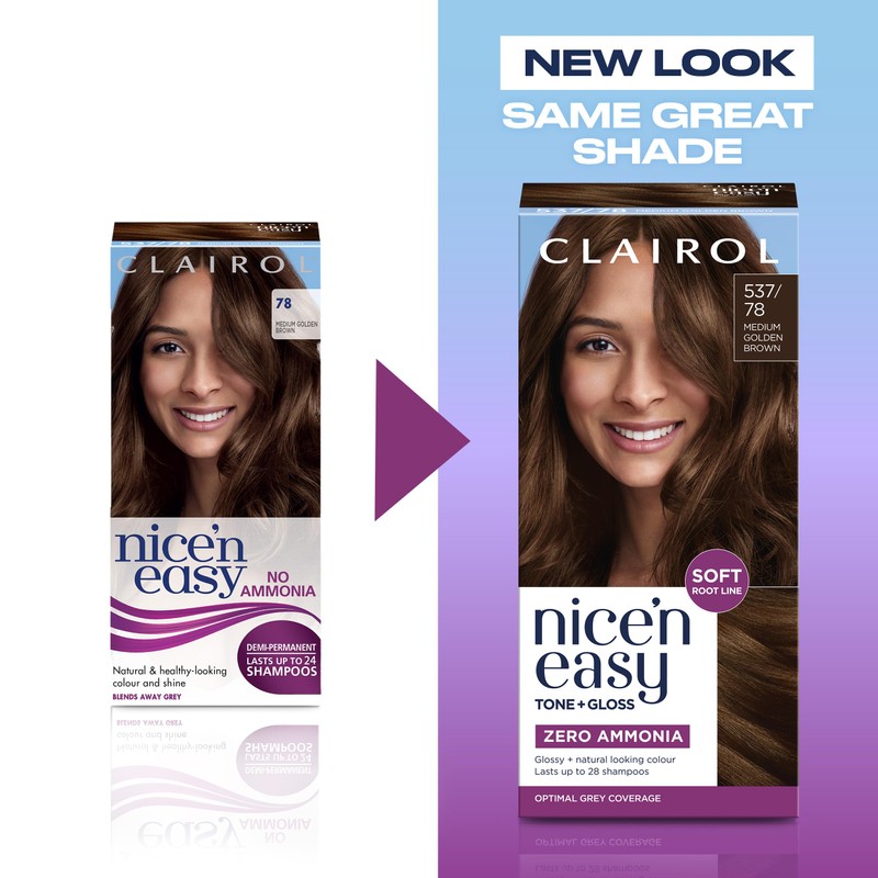 Clairol Nice'n Easy Tone+Gloss Semi Permanent Hair Dye - 537/78