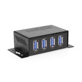 USB 3.2 Powered 4-Port Mini Hub, 5Gbps Fast Data Transfer with ESD & Surge Protection – Durable and Mountable USB Hub