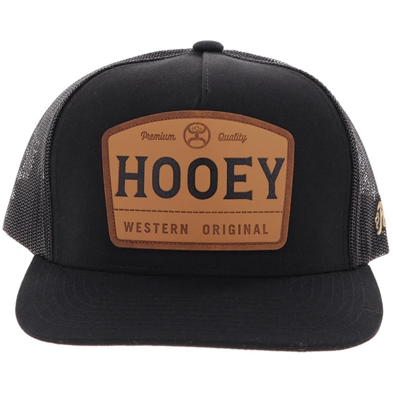 HOOEY Men's Trip Adjustable Snapback Trucker Mesh Back Hat (Black/Brown)
