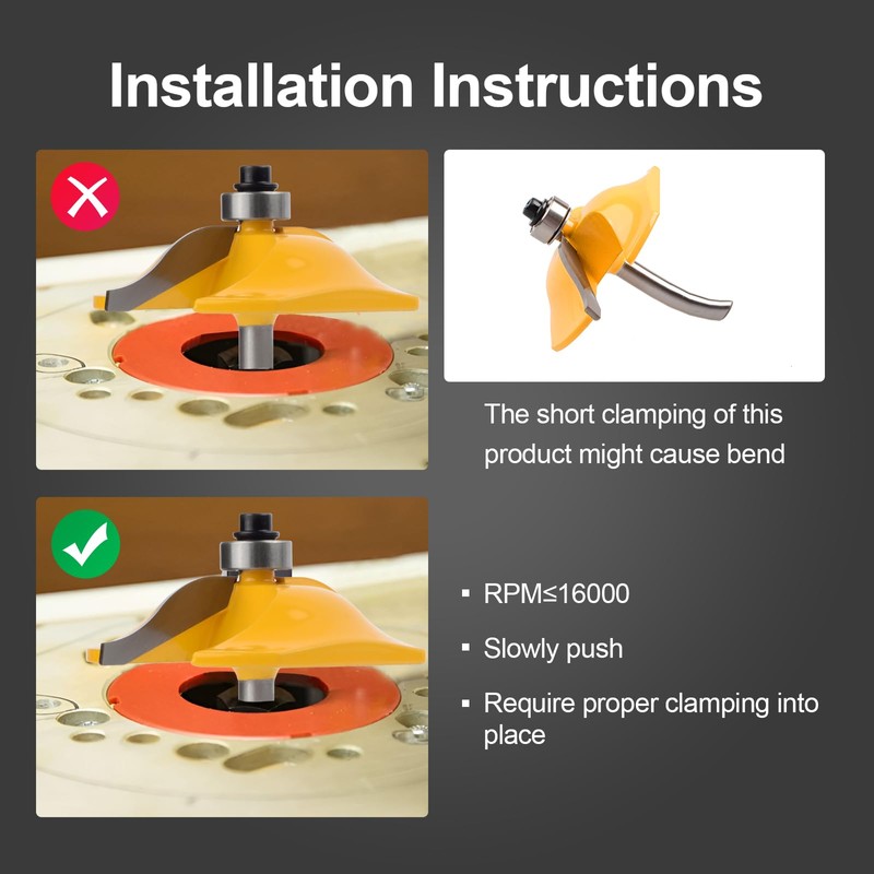 Exqutoo 3PCS 1/4" Shank Router Bit Set, Raised Panel Cabinet