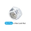 METALLIXITY Hex Lock Nut Fasteners(#4-40) 50Pcs, Carbon Steel Nylon Inserted