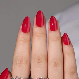 Pink Whisper Bow Press On Nails | CurvLife Nail | 24pcs Medium Oval Fake Nails | Glossy Finish with Soft Shine & Dainty Bow Detail | Easy to Apply, Comfortable & Long-Lasting | Ideal for Daily Commutes, Business Meetings, Banquets & Formal Events:_Cinnabar Glass Line