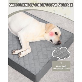 NUPIDA Orthopedic Dog Beds Large Sized Dog Waterproof Lining with Removable Washable Cover and Non-Slip Bottom, Quilting Dog Bed for Crate, 35x23 Inch, Dark Gray