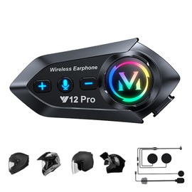 Wireless Motorcycle Intercom Helmet Bluetooth 5.4 Headset with 2-in-1 Mic IP56 Waterproof Motorbike Intercom Noise Cancelling Helmet Headphones Speakers Earphones Communication Device with Microphone