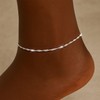 Moodear Ankle Bracelets for Women 14K Silver Plated Anklet Twist