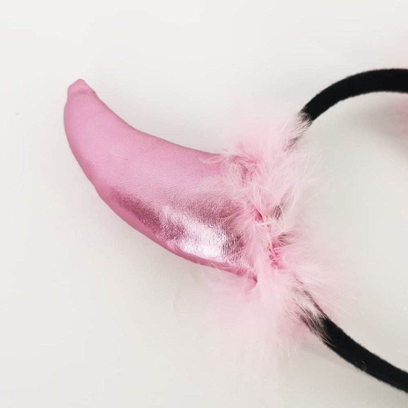 Pohotobooth Props Ltd Pink Devil Horns With Fur Headband