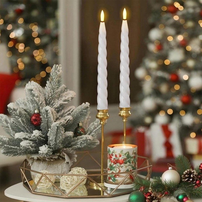 Eldnacele Flameless Flickering Taper Candles with Remote and Timer, Battery