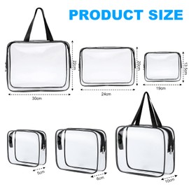 Clear Toiletries Bag, 3 Pack PVC Waterproof Toiletries Carry Pouch, TSA Approved Travel Toiletry Bag with Zipper, Multi-Size Cosmetic Makeup Bags for Men, Women and Kids - Travel Business