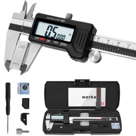 werka Digital Caliper, 0-6” Calipers Measuring Tool, Micrometer Caliper with 0.001”High-Accuracy,Inch/Fraction/Millimeter Conversions Button,4 Measuring Ways, Stainless Steel Construction 6000150