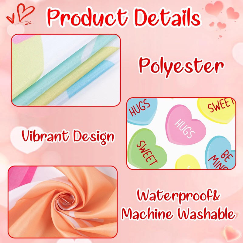 2Pcs Valentines Day Tablecloth Decorations 60x84 Inch: Candy Heart Table