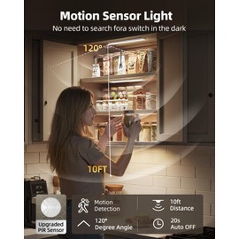 Under Cabinet Lighting, 12inch Rechargeable Motion Sensor Light Indoor, 1800mAh Battery Operated Closet Lights, with Dimmable & 3 Color Temps, Wireless Under Counter Lights for Kitchen,Stairs(6Pack) ﻿