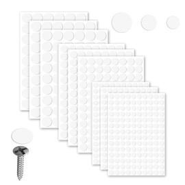 870Pcs Self-Adhesive White Stickers to Cover Screw Holes, 9 Sheets Screw Covers Caps White Furniture Stickers, PVC Material Dustproof Screw Hole Stickers 0.47in, 0.59in, 0.82in