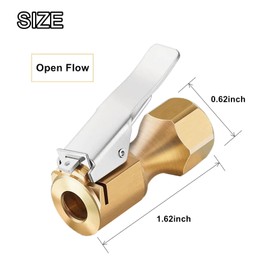 XYWZV Heavy Duty Brass Air Chuck with Clip Adapter, Open Flow Straight Tire Chuck Air Nozzle, 1/4" FNPT Tyre Chuck for Tire Inflator Pressure Gauge Air Pump Compressor Accessories (Brass, 2 Pack)