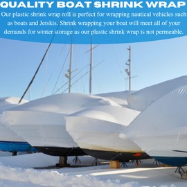 VBS - Polyethylene Plastic Shrink Wrap - 7 mil – White Boat Shrink Film for use with Heat Gun, Industrial Shrink Wrap, Plastic Sheeting for Protection and Storage, Boat Shrink Wrap (20' x 10')