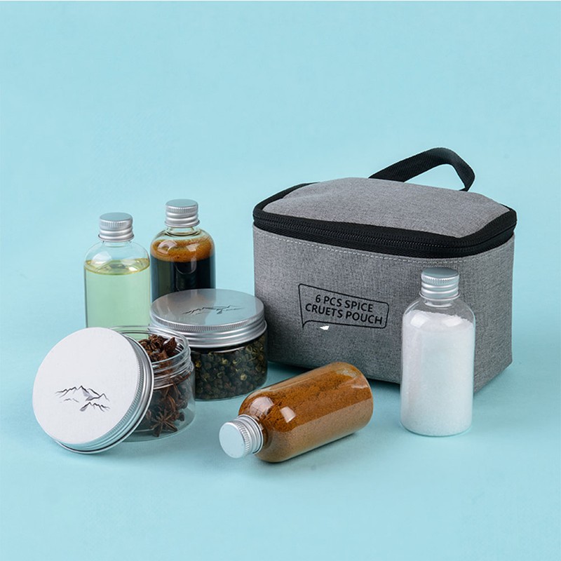 6PCS Condiment Bottles Set Portable Spice Bottles with Carrying Bag